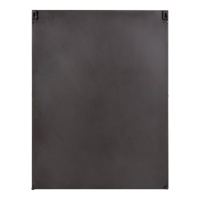 Charcoal Rectangular Metal Wall Mirror with Functional Shelf