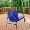 Northlight 47-Inch Outdoor Retro Tulip Steel Loveseat, Blue - 2 of 4