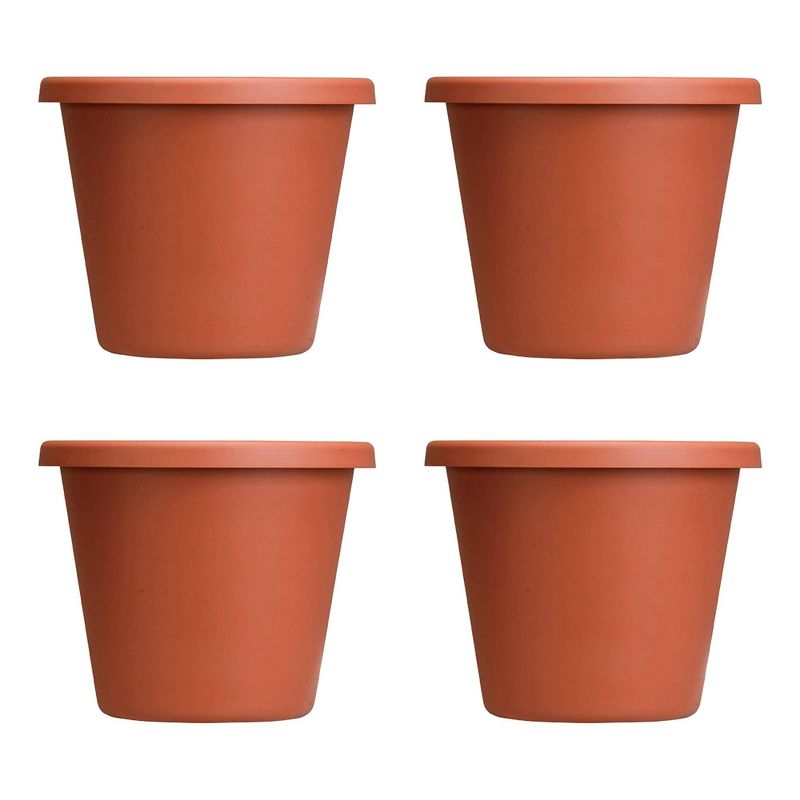 The HC Companies 12 Inch Classic Durable Plastic Flower Pot Container Garden Planter with Molded Rim and Drainage Holes, Terra Cotta (4 Pack), 1 of 7