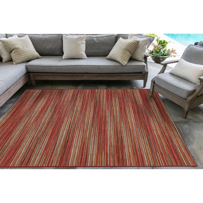 Saffron Stripe Synthetic Flat Woven Indoor/Outdoor Rug