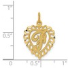 Black Bow Jewelry 14k Yellow Gold, Grace Collection, Satin Heart Initial F Pendant, 15mm - 4 of 4