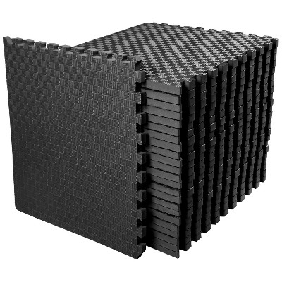 NicBex 26"L Interlocking Gym Floor Mats,Premium EVA Foam,0.5/0.75/1 Inch Thickness,6/12/18/24/36 Pieces,Home Gym and Gymnastics Floor Protection,Black