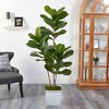 Nearly Natural 5.5-ft Fiddle Leaf Artificial Tree in White Metal Planter UV Resistant (Indoor/Outdoor) - 4 of 4
