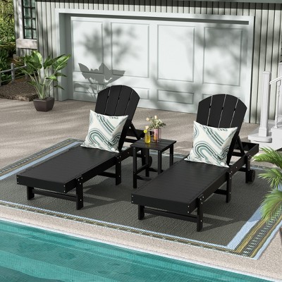 WestinTrends Malibu 3 Piece Poly Reclining Chaise Lounge With Wheels