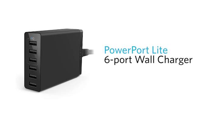 Anker 6-Port PowerPort 30W Lite Wall Charger - Black, 2 of 8, play video