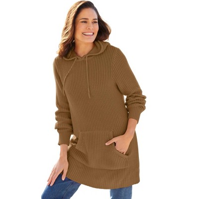 Woman Within Plus Size Shaker Sweater Pullover Hoodie