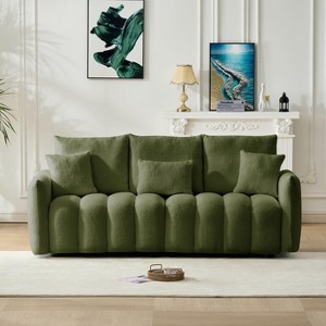 GDFStudio Miri Contemporary 78'' 3-Seater Teddy Upholstered Sofa with Pillows - 1 of 4