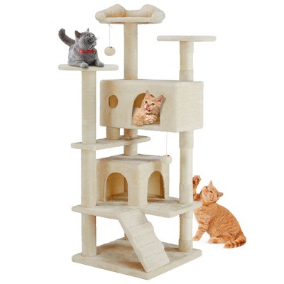 JUJABU 54" Multi-Level Cat Tree with Large Apartment, Scratching Posts & Perches
