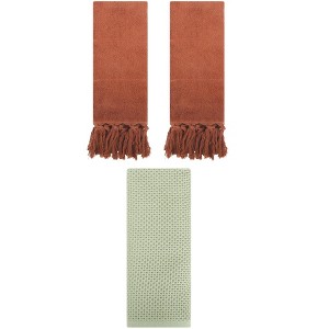 REGALWOVEN 3 Packs Cotton Soft Absorbent Tassels and Waffle Decorative Hand Towel - 1 of 4