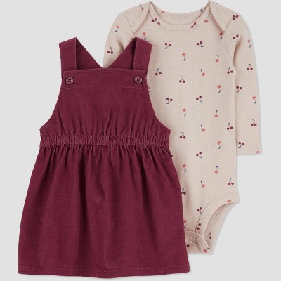 Image of Carter's Just One You®️ Baby Girls' Cherry Top & Skirtall Set - Purple Newborn