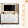 Whisen Farmhouse TV Stand with 2 Drawers for 70" TVs, Wood Grain Sideboard with Adjustable Shelves & Rustic Handles - 4 of 4