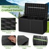 Tangkula 103 Gallon Resin Outdoor Storage Box Waterproof Deck Box w/ Lockable Lid & Wheels Brown/Black/Grey - 4 of 4