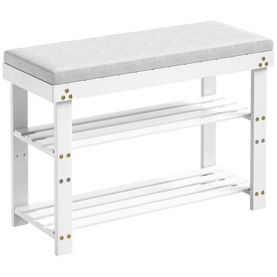 Chery Life Bamboo Shoe Bench, 3-Tier Shoe Rack, Adjustable Shelves
