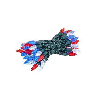 Novelty Lights C6 Coaxial 4-Pack 24 Feet 70 Red/Pure White/Blue LED Christmas String, Commercial Grade Green Wire - 1 of 4