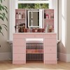 FUFU&GAGA LED Makeup Vanity with 9 Drawers Elegant Makeup Station - 4 of 4