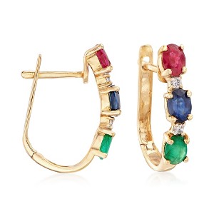 Ross-Simons 1.30 ct. t.w. Multi-Gem Drop Earrings in 14kt Yellow Gold - 1 of 4