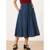 Allegra K Women's Long High Rise Button Front A-line Classic Jean Skirts - 3 of 4