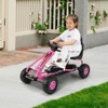 Infans 4 Wheel Pedal Powered Go Cart for Kids with Steering Wheels & Adjustable Seat, Safety Hand Brake, Non-Slip Tires, Ride On Pedal Car, Pink - 3 of 4