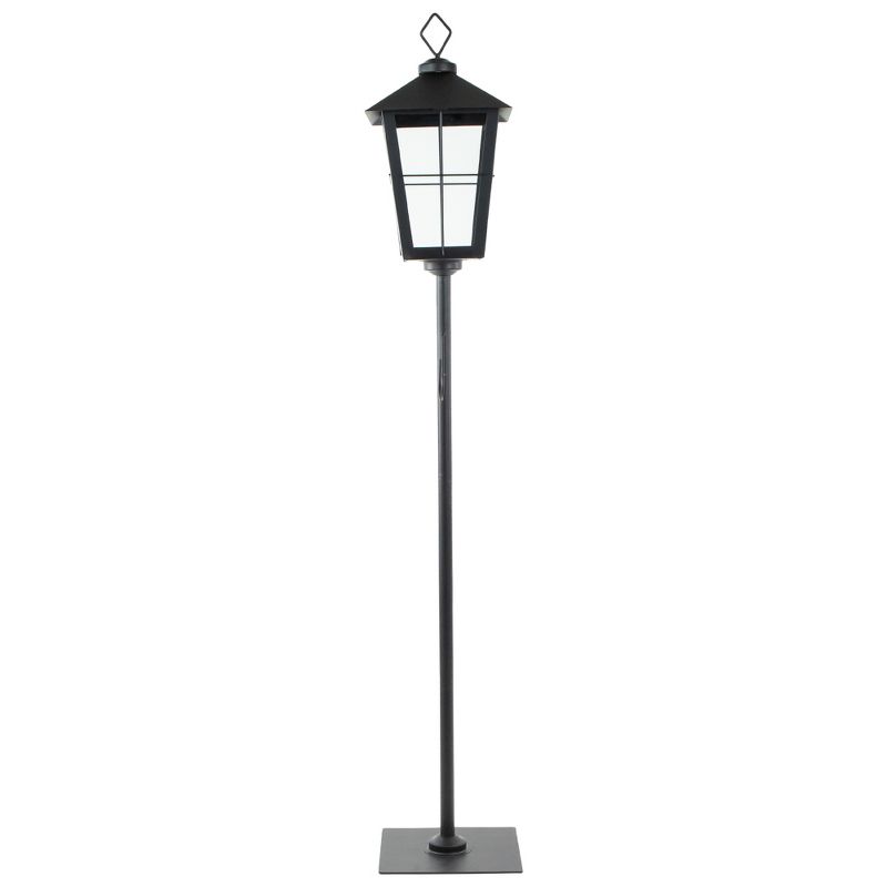 Northlight 43.75" Matte Black Candle Lantern with Wreath Holder, 3 of 6