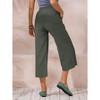 ECUPPER Womens Cotton Cropped Pants Loose Fit Wide Leg Capri Casual Plus Size Elastic Waist Trousers - 3 of 4