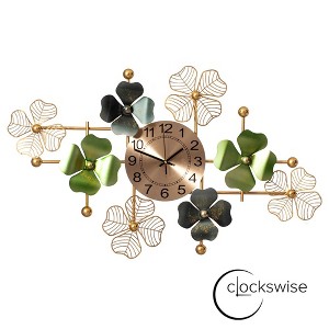 Clockswise Big Leaf Art Wall Clock, Metal 33.50” Oversize Timepiece – Mounted vertical or horizontal – Hanging Supplies Included - 1 of 4