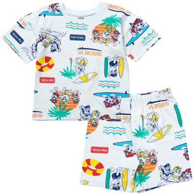 Paw Patrol Rubble Marshall Chase Baby French Terry T-Shirt and Shorts Outfit Set Infant