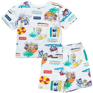 Paw Patrol Rubble Marshall Chase Baby French Terry T-Shirt and Shorts Outfit Set Infant - 1 of 4