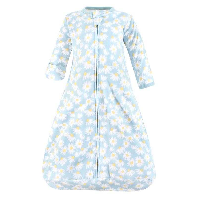 Hudson Baby Infant Girl Cotton Long-Sleeve Wearable Sleeping Bag, Sack, Blanket, Mixed Daisy, 3 of 5