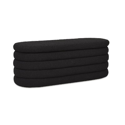 NicBex Modern 49" Storage Bench Oval Accent Stools with Boucle Fabric for Bedroom and Entryway