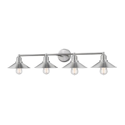 4 Light Bath Sconce with Steel Shade Brushed Nickel - Aurora Lighting