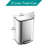 Stainless Steel Trash Can with Soft Close Lid, Foot Pedal & Inner Bucket, Small Rectangular Garbage Bin for Kitchen, Office, Bedroom, Living Room - 4 of 4
