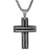 Steeltime 24" Oxidized Stainless Steel Double Cross Pendant - 2 of 4