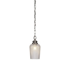 Toltec Lighting Cordova 1 - Light Pendant in  Brushed Nickel with 5" Clear Textured Shade - 1 of 1