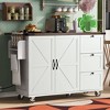 Country-Style Mobile Kitchen Island with Power Socket, Shelving Unit, Fold-Down Leaf, and Spice Organizer - 2 of 4