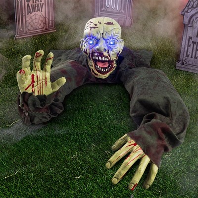 Joyfy Halloween Outdoor Decoration Animated Zombie Groundbreaker with Flashing Eyes for Halloween Yard, Lawn, Patio, Haunted House Decor