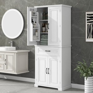 SEVOBAL Bathroom Storage Cabinet with Doors and Drawer Adjustable Shelf for Organized Bathroom Space, White, 29.9"*15.7"*72.2" - 1 of 4