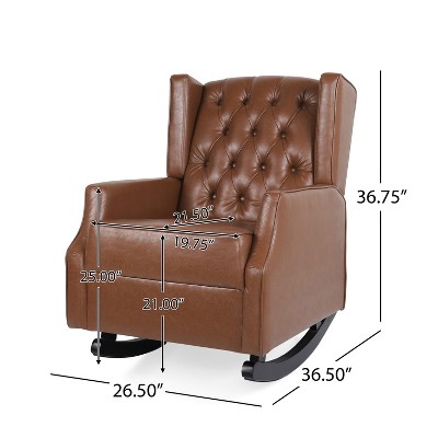 UPHA PU single front and rear rocking chair with wooden legs