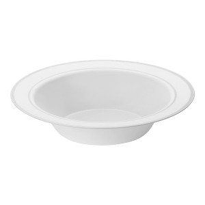 Smarty Had A Party 12 oz. White with Silver Edge Rim Plastic Soup Bowls (120 Bowls) - 1 of 4