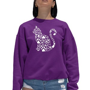 LA Pop Art Cat Claws - Women's Word Art Crewneck Sweatshirt - 1 of 4