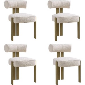 Upholstered Dining Chairs Set of 4,Modern Boucle Dining Room Chairs with Curved Back, Comfortable Kitchen Chairs for Dining Room - 1 of 4