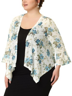 Agnes Orinda Women's Plus Size Fashion Chiffon Floral Lightweight Summer Elegant Shrugs