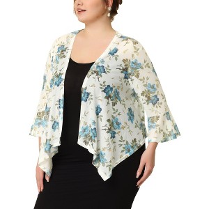 Agnes Orinda Women's Plus Size Fashion Chiffon Floral Lightweight Summer Elegant Shrugs - 1 of 4