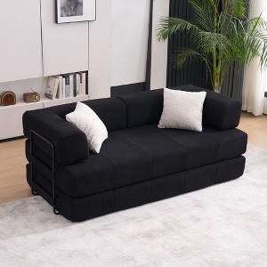 Okak Modern Floor Convertible Folding Loveseat Sleeper Sofa with Pillows,Deep Seat Futon Couch for Living Room,Apartment,Guestroom - 1 of 4