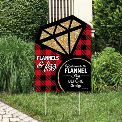Big Dot of Happiness Flannel Fling Before the Ring - Party Decorations - Buffalo Plaid Bachelorette Party Welcome Yard Sign