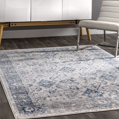 Anaelle Vintage Blue and Gray Synthetic Oriental Area Rug