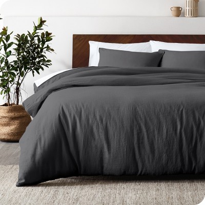 Linen King/california King Duvet Cover And Sham Set Dark Grey By Bare ...