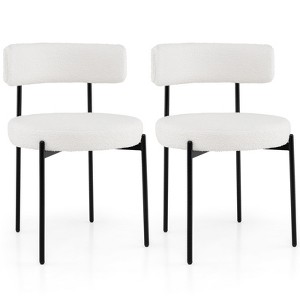 Tangkula Round Dining Chairs Set of 2 w/ Curved Backrest Filled Sponge Metal Legs - 1 of 4