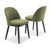 Modern Dining Chairs Set of 2, Linen Upholstered, Wood Legs - 2 of 4
