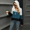 Women Pullover Long Sleeve Half-Zip Color-Block Hoodie Sweater, Blue, XXL - 3 of 4