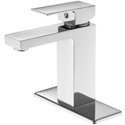 BWE Single Handle Single Hole Low-Arc Bathroom Faucet with Supply Line